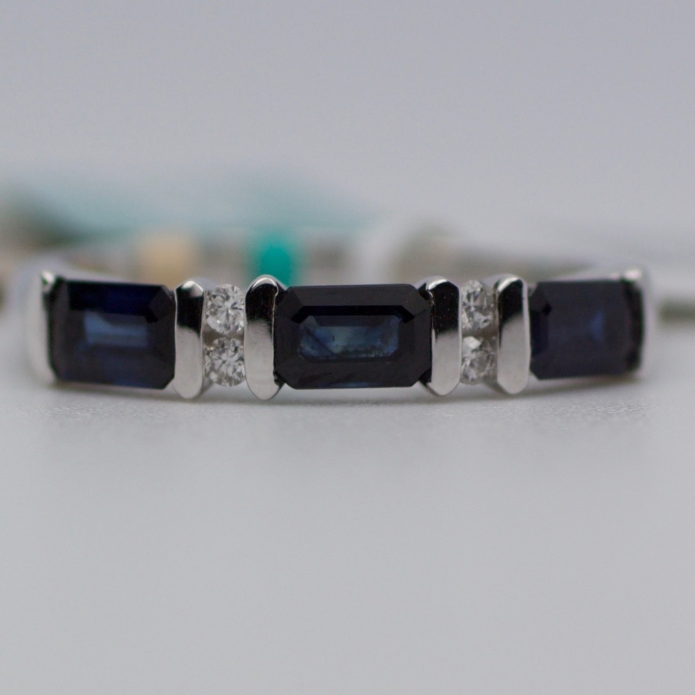 EFFY 14k White Gold Diamond And Sapphire Band